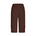 thumbnail image 6 of Plus Size Capris for Women New Women's Summer High Waisted Solid Color Capris Matching Slim Fitting Yoga Gym Pants Leggings Brown M, 6 of 9