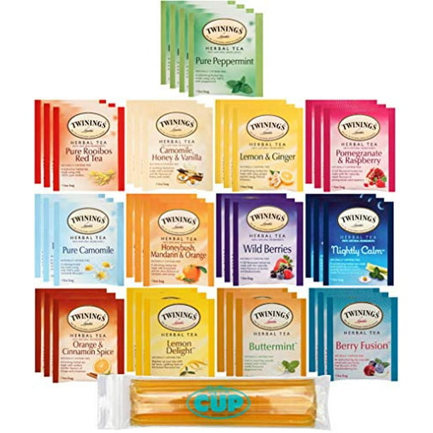 Twinings Herbal Tea Bags 40 Individually Wrapped Tea Bags, Pure Peppermint, Camomile, Rooibos