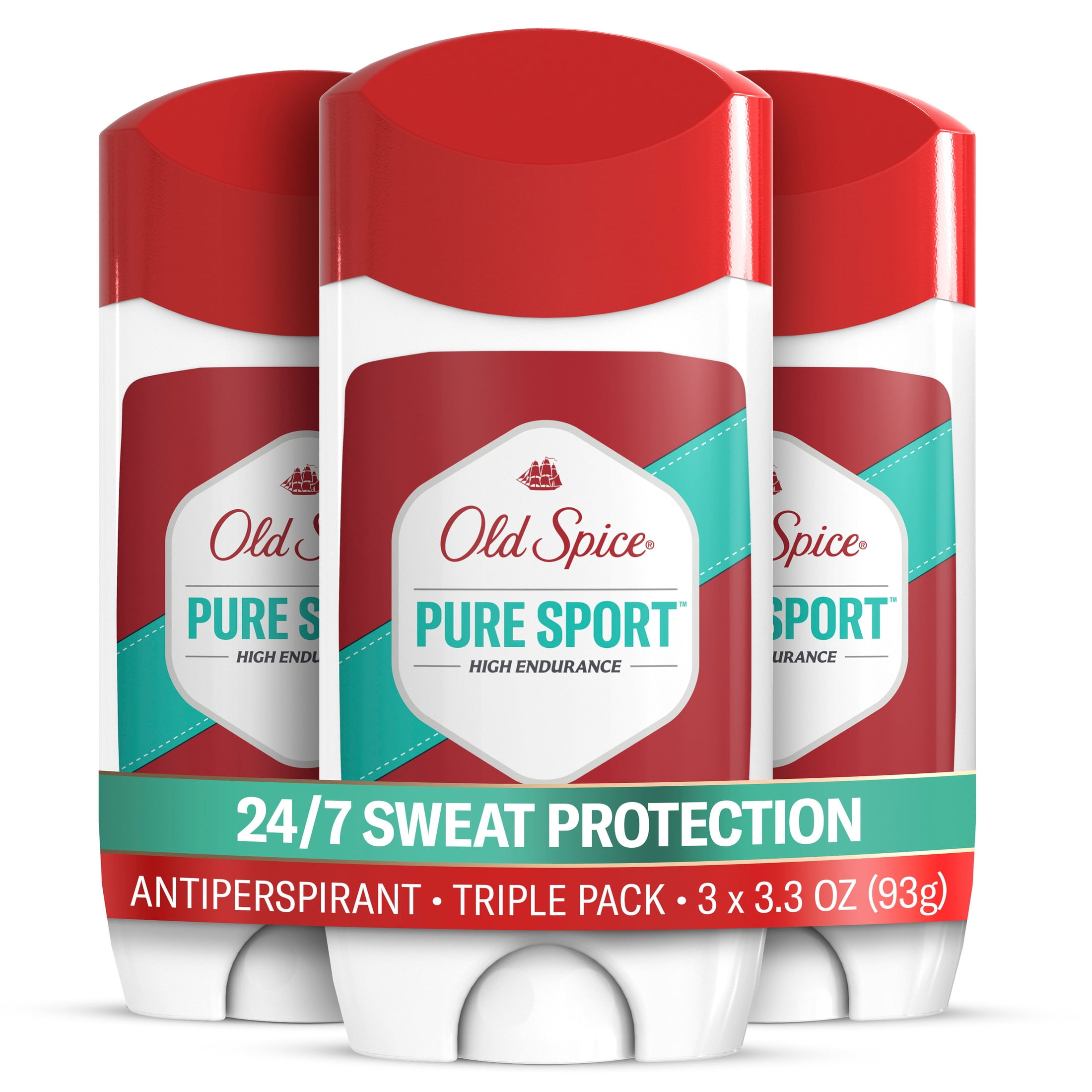 (2 pack) Old Spice Deodorant for Men, Antiperspirant, Pure Sport, 24/7 Sweat & Odor Protection, 3.3 oz, 3-Pack