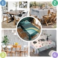 thumbnail image 5 of Teal Gold Marble Wave Pattern Rectangle Tablecloth 60"x120",Waterproof Polyester Rectangle Table Cloth, Wipeable Spillproof Polyester Tablecloth for Dining, Camping, Indoor and Outdoor, 5 of 6