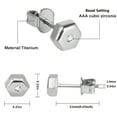 thumbnail image 2 of G23 Titanium Stud Earrings for Women, Hypoallergenic Earrings for Sensitive Ears, Heart Cross Hexagon Round CZ Earrings, 2 of 6