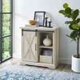 thumbnail image 2 of Pemberly Row 32" Farmhouse Sliding Barn Door Wood Accent Chest Home Coffee Station Buffet Storage Cabinet in White Oak, 2 of 5