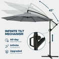 thumbnail image 5 of 10ft Offset Hanging Market Patio Umbrella with Easy Tilt Adjustment,Polyester Shade,8 Ribs for Backyard,Poolside,Lawn and Garden,Gray, 5 of 6