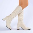 thumbnail image 2 of Women's Mid Calf Boots Pointed Toe On Ankle Booties With Stacked Heel For Everyday Casual Wear Comfortable Fold Leather Design, 2 of 7