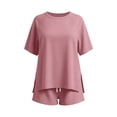 thumbnail image 6 of CheerKidz Womens Loose Fits Solid Color Short Sleeve Round Neck T-Shirt and Shorts Set Casual Comfortable Two Piece Outfit for Home Wear and Summer Vacation, 6 of 7
