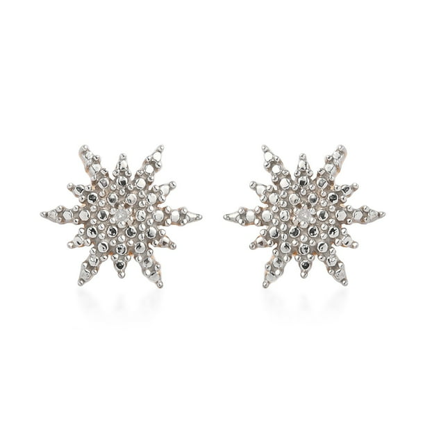 Shop LC - Shop LC Round Diamond Star Snowflake Solitaire Stud Earrings ...