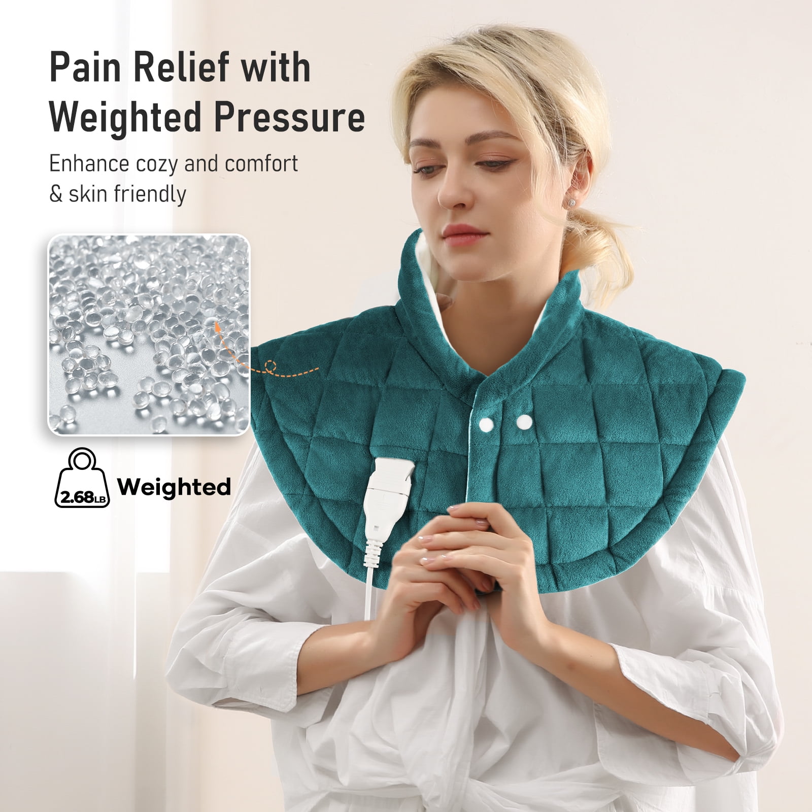 MaxKare 24"x24"Heating Pad for Neck and Shoulders, Weighted Heating Pad, Green