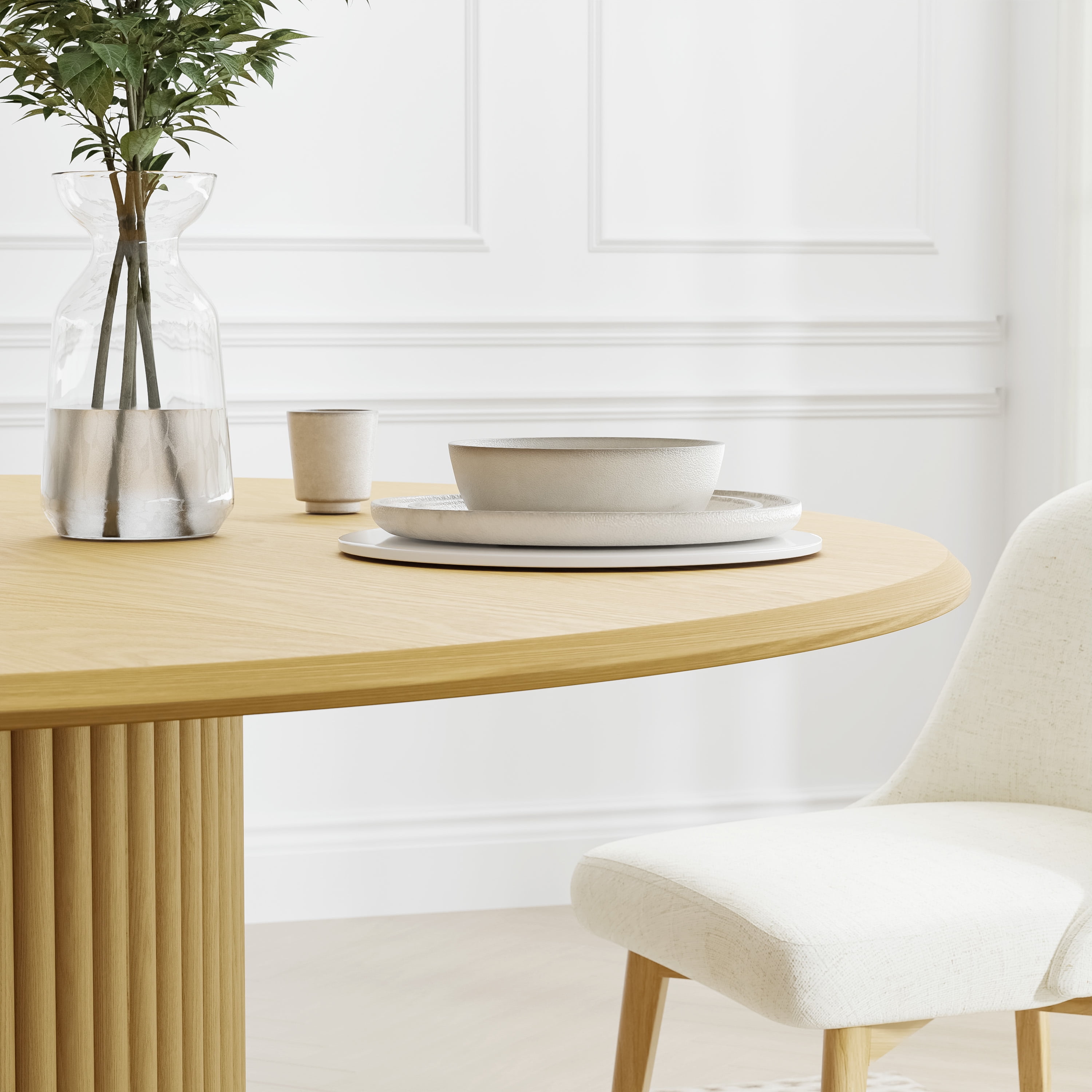 60 in. Soild Wood Natural Oak Dining Table Round Kitchen Table