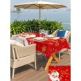 thumbnail image 4 of Outdoor Tablecloth with Umbrella Hole and Zipper, Red Santa Christmas Rectangle Table Cloth 60x120 Inch Waterproof Tablecloth, Xmas Snowflake Picnic Table Cover for Patio Camping, 4 of 7