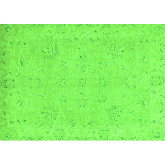 Ahgly Company Indoor Rectangle Abstract Green Modern Area Rugs, 4' x 6'