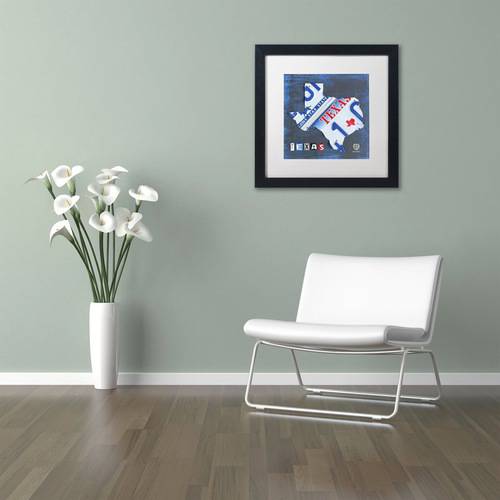 Trademark Fine Art 'Texas License Plate Map' Canvas Art by Design Turnpike, White Matte, Black Frame