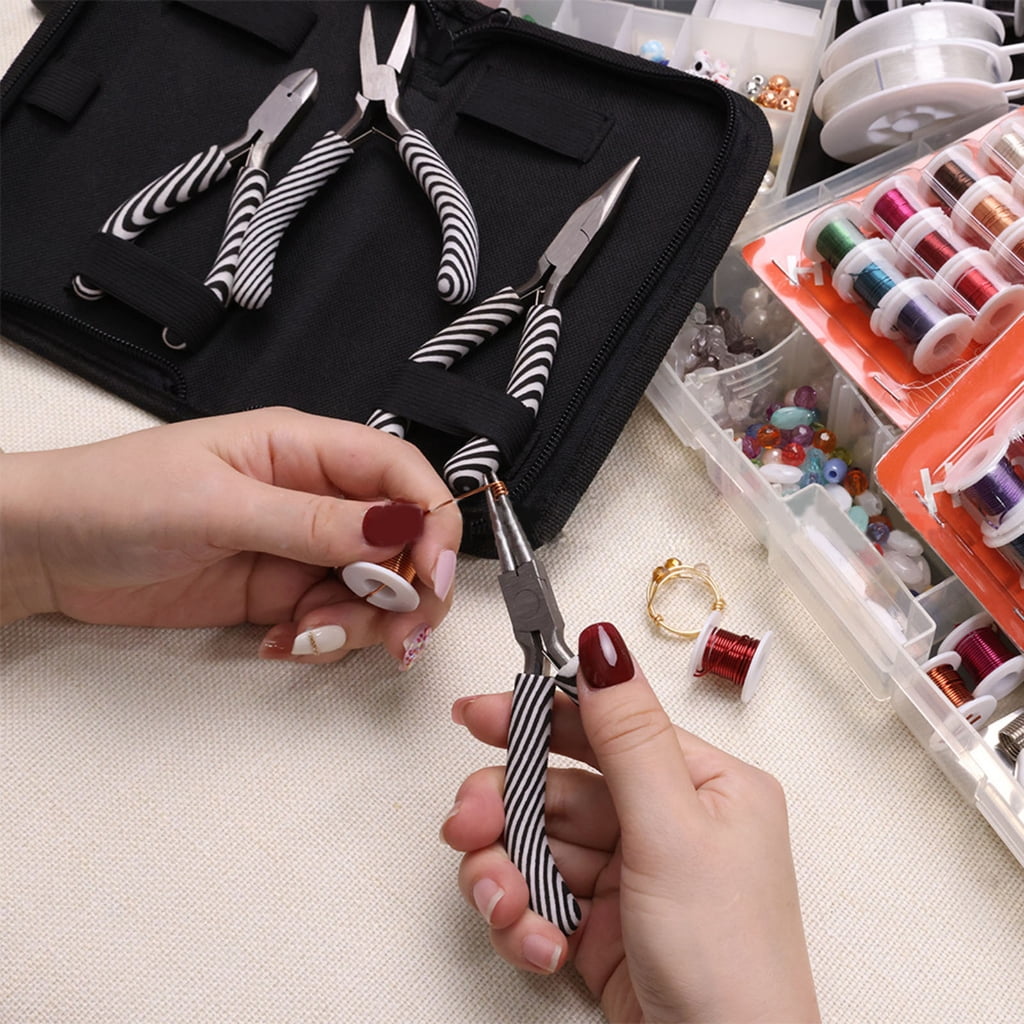 Zebras Stripe Handle Pointed Round Oblique Flat Nose Plier with Bead Shovel Tool
