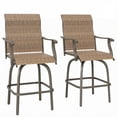 thumbnail image 1 of Outsunny Outdoor Swivel Bar Stools - Set of 2, High Back Curved Armrests, 1 of 10