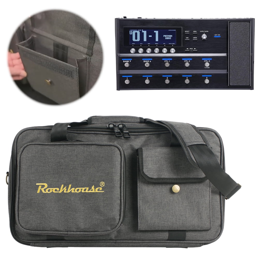 HUISZJ Guitar Pedal Board Case, Guitar Pedalboard Storage Bag, Adjustable Strap Guitar Multi Effects Pedal Bag (M)