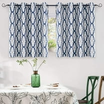 DriftAway Mason Thermal Blackout Grommet Window Curtains Geometric Trellis Pattern 2 Panels 36"L x 52"W Navy