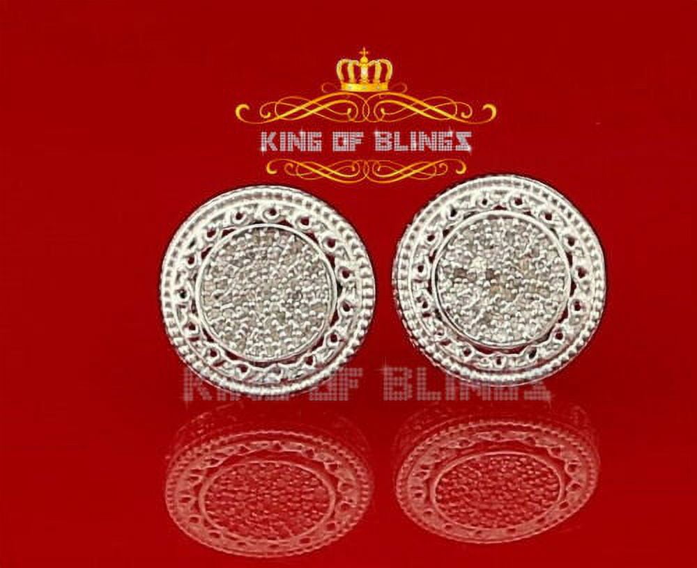 King of Bling's 925 Sterling Silver White Hip Hop 0.33ct Diamond Men's/ Women's Stud Earrings