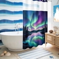 thumbnail image 5 of No Hook Shower Curtain with Built-in Rings - Aurora Night Sky Washable Waterproof Fabric Bathroom Curtains for Hotel,Rentals, Stall 36 X 78 Inch , Nature Scenery, 5 of 9