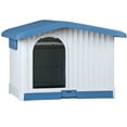 thumbnail image 2 of SuperDeal 24" Sturdy Plastic Dog House Indoor Outdoor Pet Shelter w/Bar Window and Detachable Base, 2 of 10