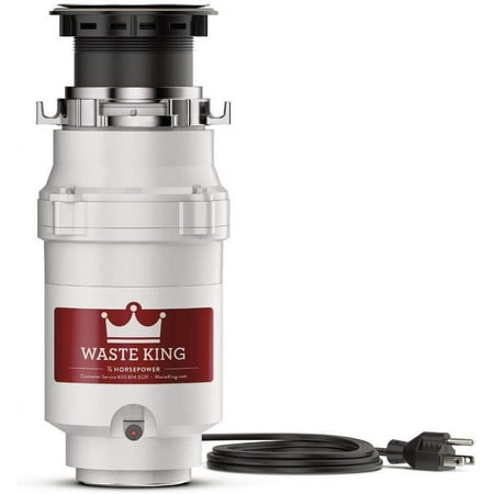 Waste King Garbage Disposal L-1001 with Power Cord - 1/2 HP Continuous Feed - Multicolor — Residential Use, Standard Application