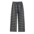 thumbnail image 3 of Dpytoraw Women's Wide Leg Pants Drawstring Elastic High Waisted Plaid Pants Pajama With Pockets Lightweight Casual Pants Women Light Yellow M, 3 of 3