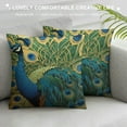 thumbnail image 3 of Chilfamy   Gold Peacock Bird Floral Chinoiserie Throw Pillow Cover Aqua and Green Lumbar Pillow Case Cushion Cover Asian Body Pillow Covers Home Decor for Sofa Living Room Bedroom White, 3 of 5