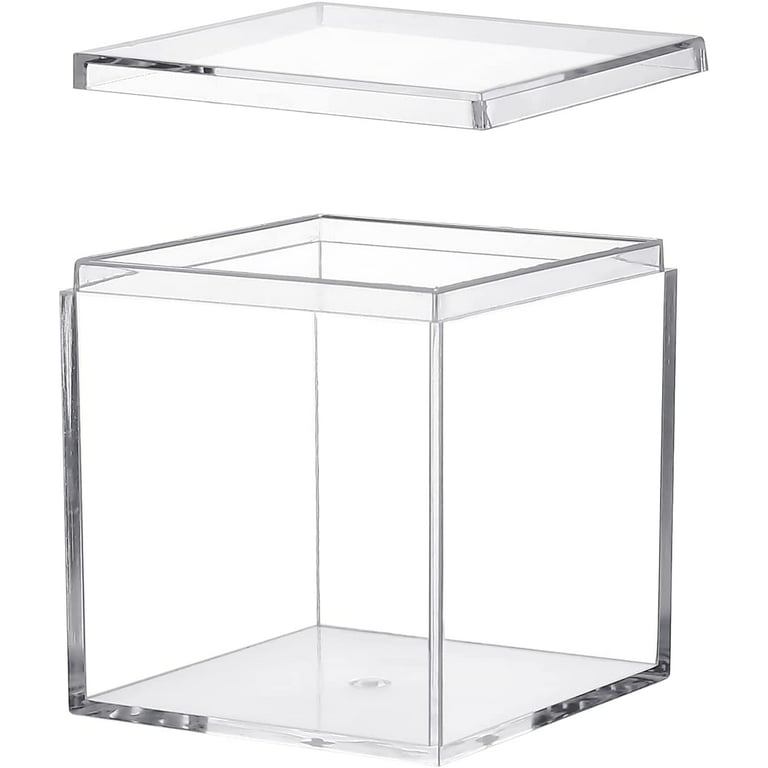 12 Square Premium Crystal Clear Hard Plastic 60 Mil Boxes With Lid, Size 1  1/8 INCH 30 Mm X 3/4 INCH 20 Mm 