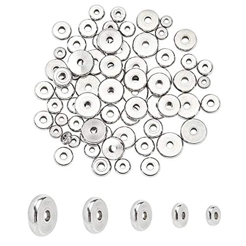 120pcs 5mm Flat Round Spacer Beads 1.5mm Stainless Steel Beads Bead Spacers  Metal Bead Smooth Beads for Jewelry Making Findings