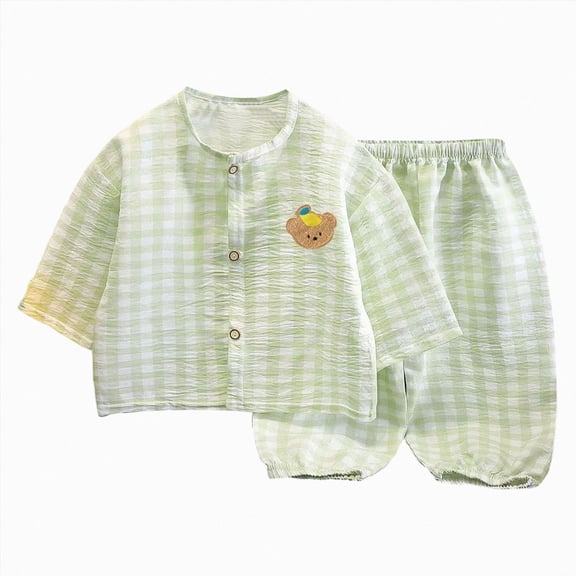 KPOPLK Toddler Girls Pajamas Set Kids Fall Button-Down Long Sleeve Cotton Sleepwear Lounge Outfit Set for 1-10 Years Size 11-12 Years ,Green