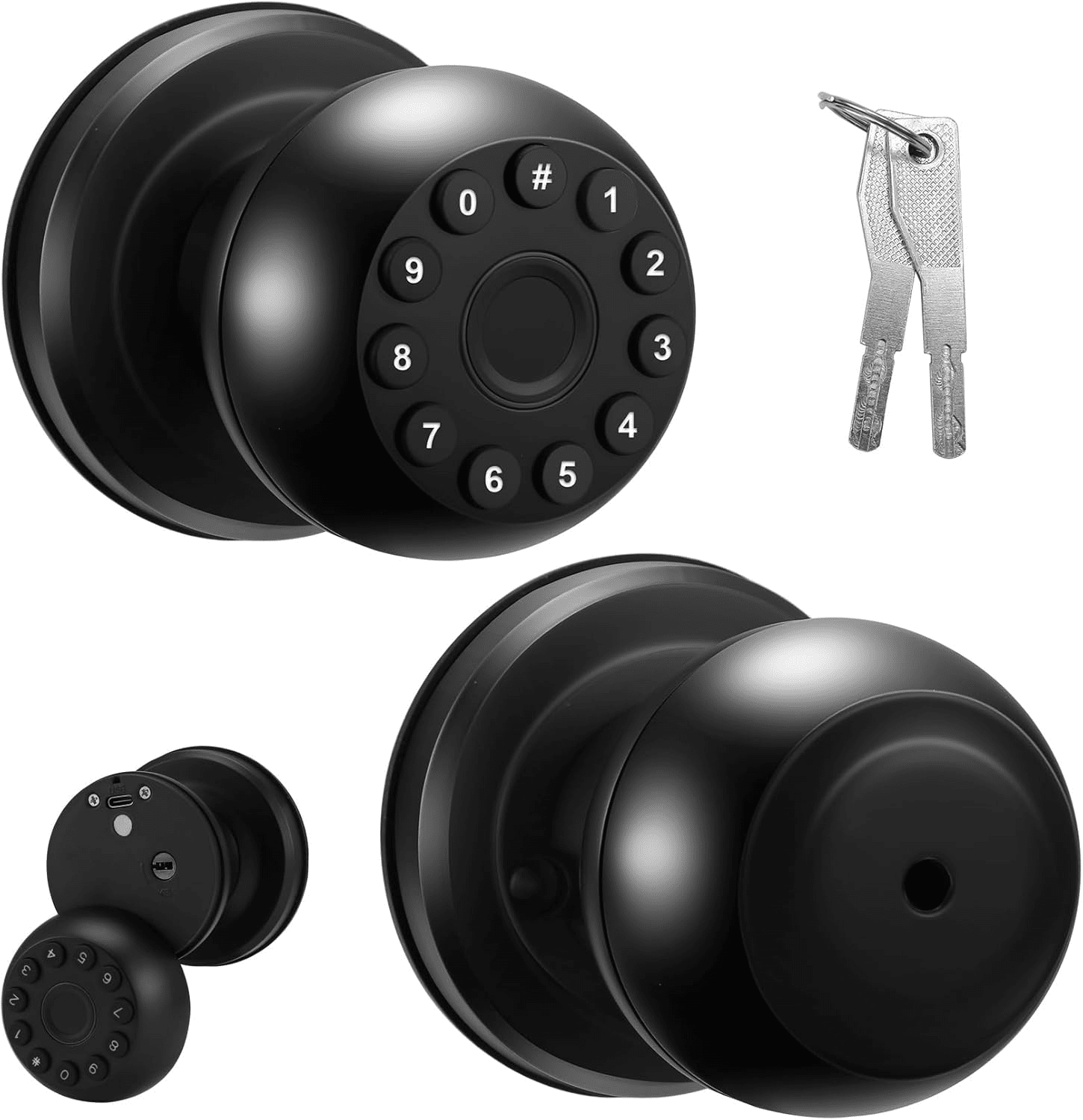 Smart Door Lock,4-in-1 with Keypad Bluetooth Control, Biometric Door knobs with App Control, Biometric Door Lock for Bedroom Home Office Apartment