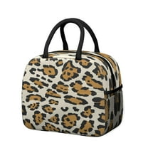 Womens Beige and Black Of Leopard Print Lunch Box for Work,Insulated Lunch Bag for Women,Loncheras Para Mujer,Leakproof Adult Lunch Bag for Work,Beach,Travel,Picnic,Camping