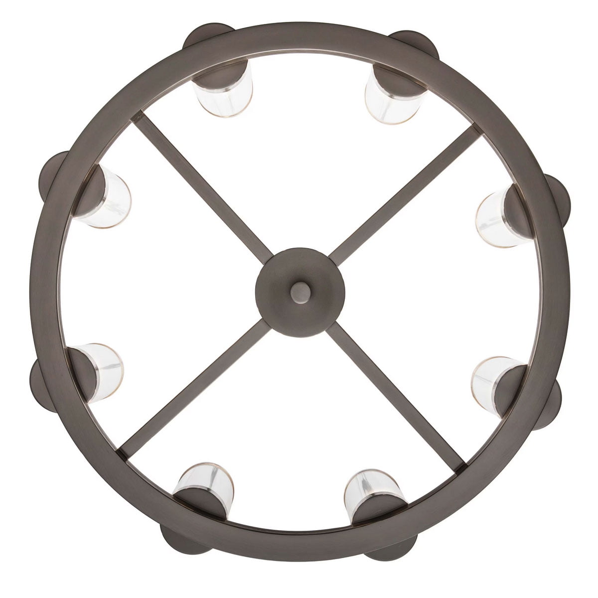 Ceybo 8 Light Brushed Nickel Wagon Wheel Chandelier Light Fixture with Clear Glass Shades