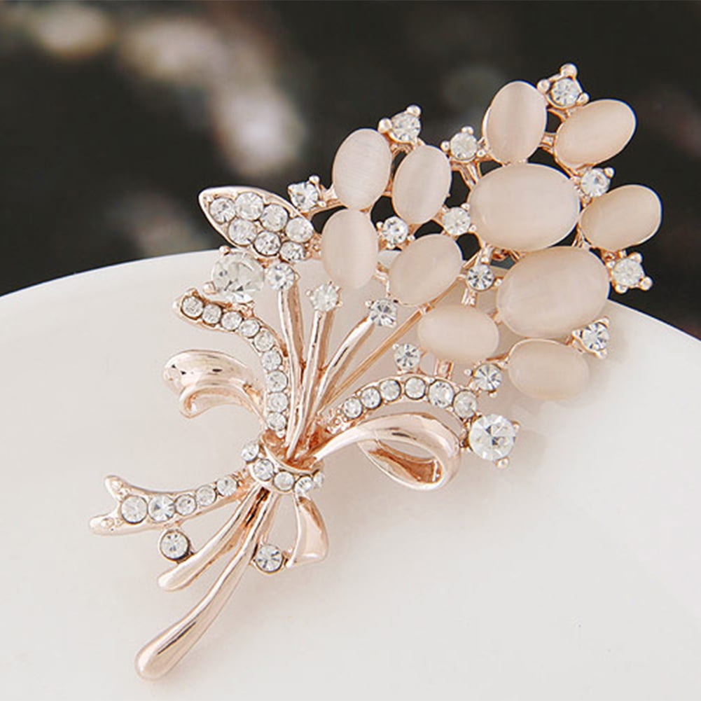 Rhinestone Crystal Flower Branch Wedding Bridal Bouquet Brooch Pin Jewelry Gift 