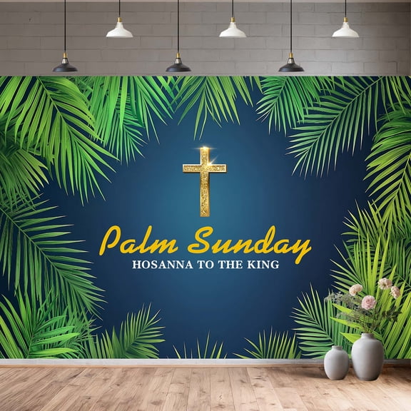 Palm Sunday Banner Decorations, Religious Faith Hope Grace Peace Dove Christian Religion Easter Backdrop,Holiday Party Supplies,7x5FT