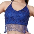 thumbnail image 2 of Top corto con flecos para danza del vientre, lentejuelas ajustables, profesional, para mujer Azul oscuro, 2 of 8