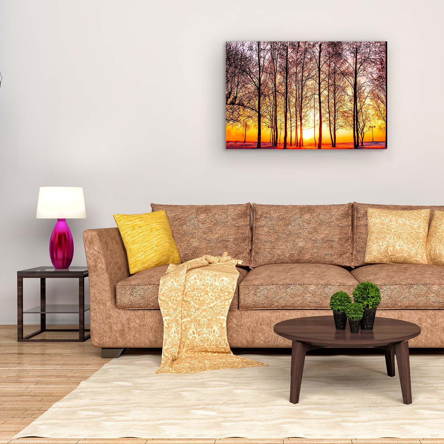 Startonight Glass Wall Art - Frozen Trees - Landscape Acrylic Glass Huge Artwork Set of 7 Panels 90 x 240 cm Startonight Tempered Acrylic Glass Wall Art - Landscape Theme