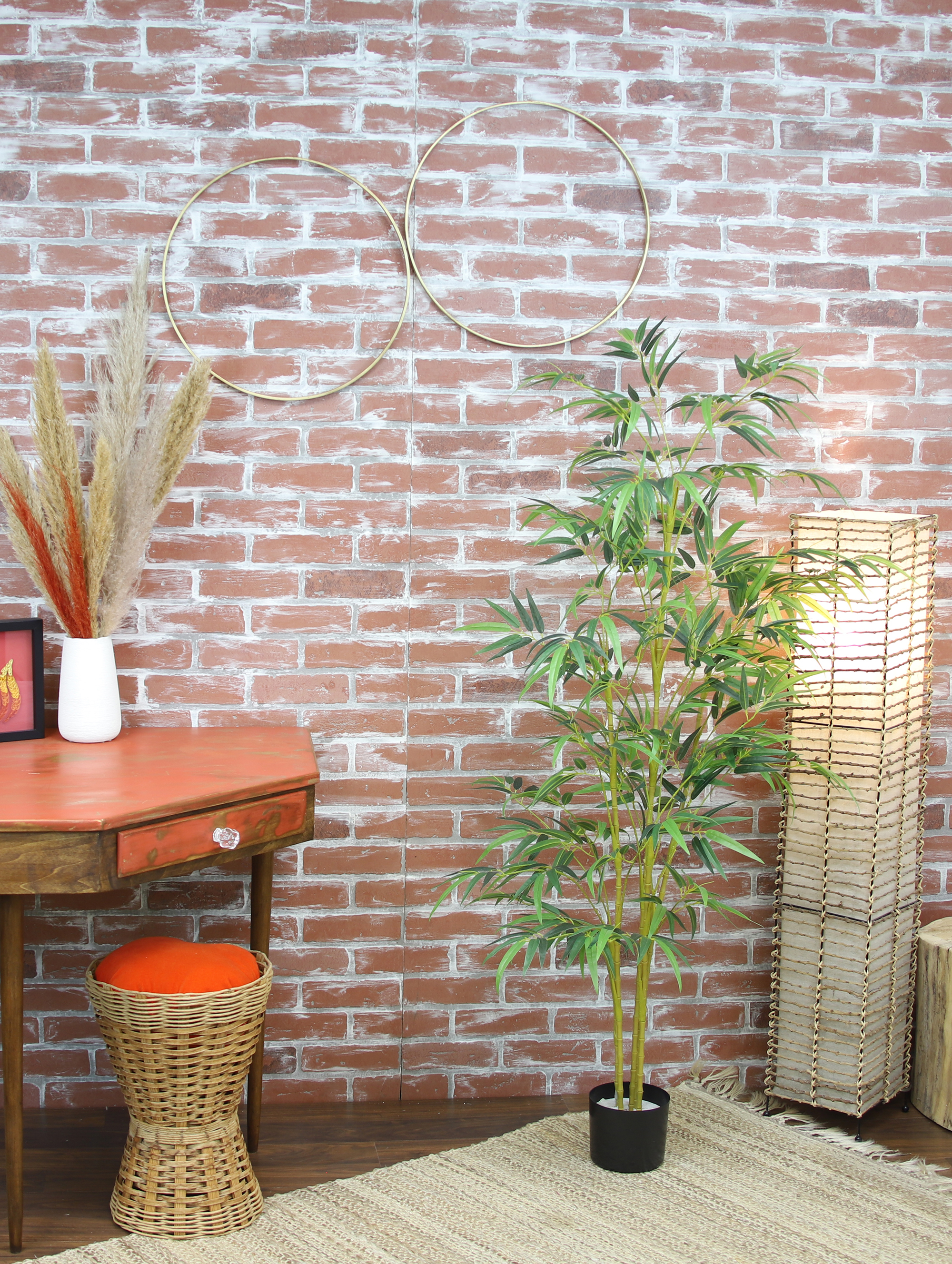 The Mod Greenhouse 60" Artificial Real Touch Green Bamboo Tree in a Matte Black Grower's Pot
