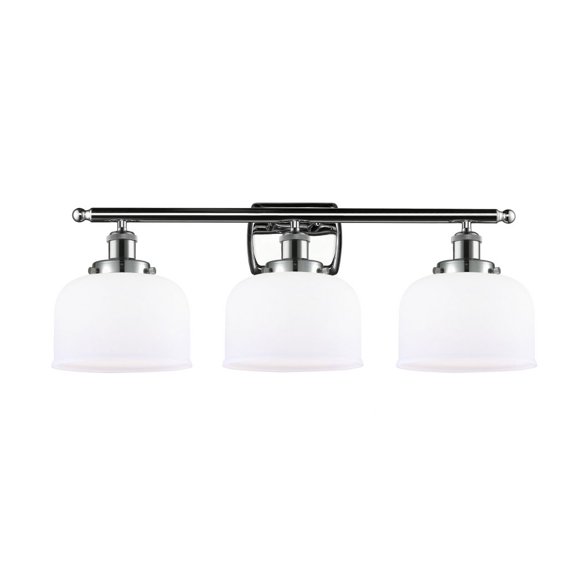 916-3W-PC-G71 Innovations Lighting Bell - 3 Light Bath Vanity In Industrial Style-11 Inches Tall and 28 Inches Wide-Polished Chrome Finish-Matte White