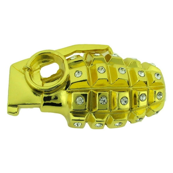 Grenade Shaped Belt Buckle Gold Rhinestones Rock Rebel Fashion Tattoo Celtic Gothic New Style