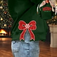 thumbnail image 1 of Chandails en Molleton de Noël pour Femmes avec Nœud Latéral Appliqué Chandail en Molleton Oversize Chandails en Molleton Col Rond Manches Longues Chandail Top Chandail en Molleton Sans Capuche pour Femmes, 1 of 5