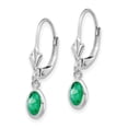 thumbnail image 2 of Auriga Fine Jewelry 14K White Gold 6x4 Oval Bezel May/Emerald Dangle Earrings for Women (L- 0.91 inch, W- 0.16 inch), 2 of 6