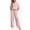 Pink, variant on Zynoxe Summer Outfits for Women Stylish Collared Button Down 3/4 Sleeve Tops Drawstring Waist Pants Suit Plus Size Casual Solid Color Womens Two Piece Sets Breathable Lounge Set With Pockets S