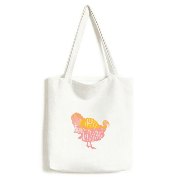 Thanksgiving Day Turkey Watercolor Pattern Tote Canvas Bag Shopping Satchel Casual Handbag