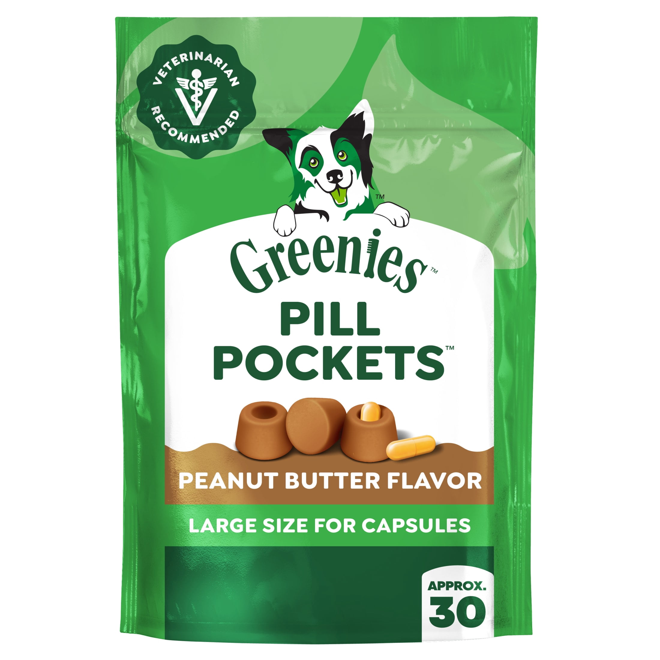 (3 pack) Greenies Pill Pockets Peanut Butter Flavor Dog Treats Large 7.9 oz Pouch