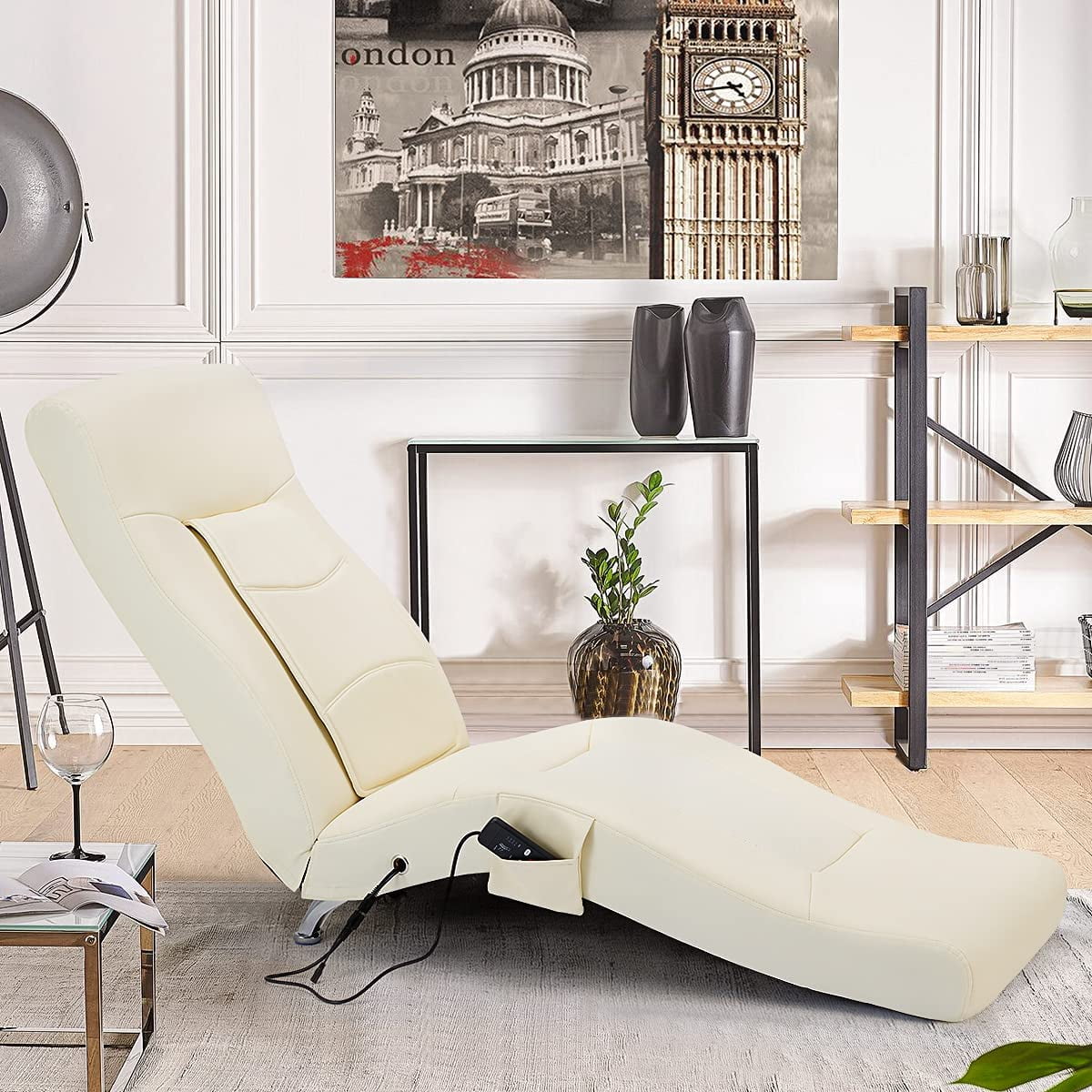 Erommy Electric Massage Recliner Chair Chaise Longue Artificial Leather Ergonomic Lounge Massage