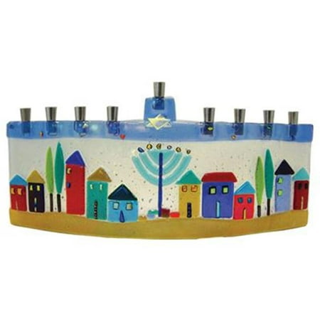 Judaica TB-MEN-388 16'' x 6. 5'' Kfar Menorah By Tamara Baskin