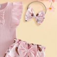 thumbnail image 5 of Paguaki Baby Girl Clothes Toddler Baby Girl Clothes 3 6 9 12 18 24 Months Summer Outfits Solid Short Sleeve Sweatshirt Tops +Romper Shorts Set, 5 of 6