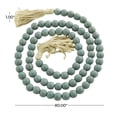 thumbnail image 3 of DecMode Blue Wood Bohemian Garland Décor with Geometric Bead Details and Cream Cotton Tassel, 87"L, 3 of 8