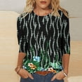 thumbnail image 3 of Fesfesfes T Shirt Pack Women's Summer Casual Crewneck 3/4 Sleeve T-Shirts Floral Print Fit Basic Tops Tees Blouses 10(XL), 3 of 6
