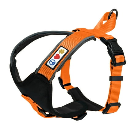 UPC: 0735255514308 | Pawtitas Padded Reflective Dog Harness Medium Adjustable Orange Dog Harness