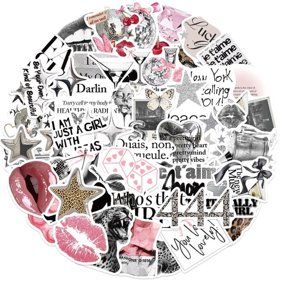 50Pcs Aesthetic Scrapbooking Sticker Decorative for Water Bottle Laptop Guitar Journal